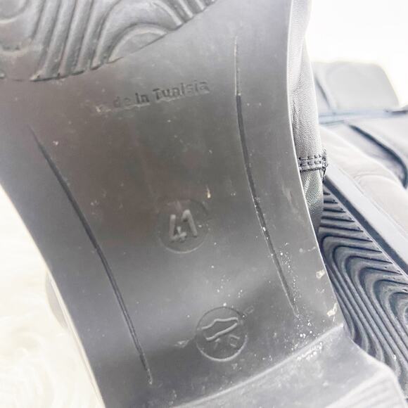 Rieker 41 EU 9 US Womens Black Leather Square Toe Ankle Booties - Picture 9 of 10